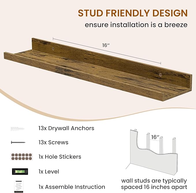 Axeman Picture Ledge Shelf, Floating Shelves - Image 5