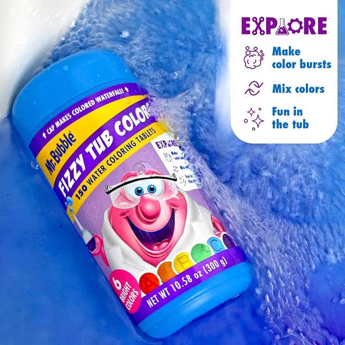 Mr. Bubble Fizzy Tub Colors Bath Water Coloring Tabelets, 6 Bright Colors - Image 5