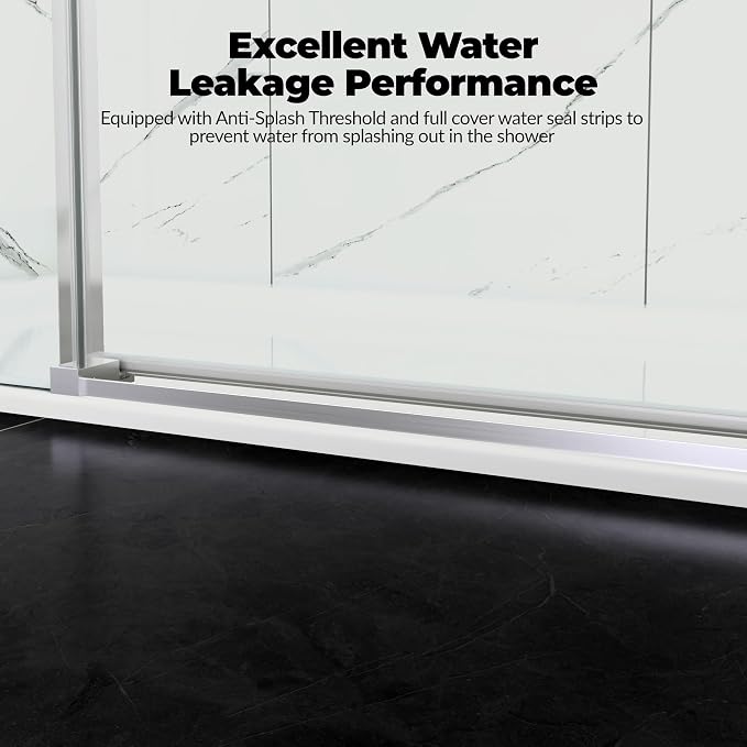 56-60" W x 76" H Frameless Sliding Shower Door, Features 5/16" Clear Tempered - Image 7