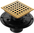 Shower Drain, Brushed Gold 4 inch Shower Floor Square Drain by Unknown