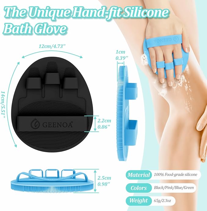 Soft Silicone Bath Gloves 2PCS, 360° Anti-slip & Enlarged Silicone Body Scrubber - Image 2
