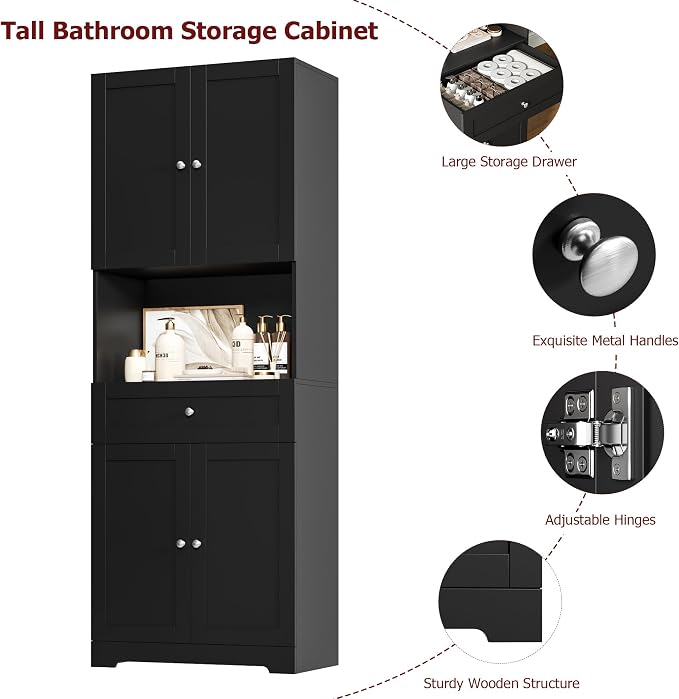 HIFIT Tall Bathroom Storage Cabinets, Modern Linen Storage Cabinet - Image 6