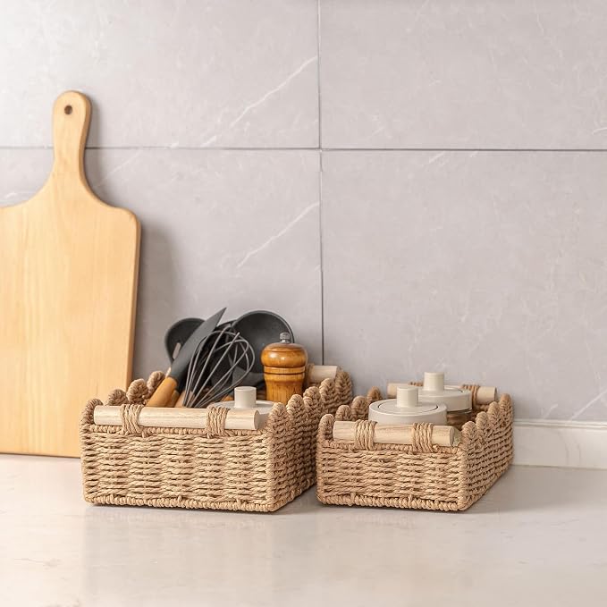 CubesLand Paper Rope Scalloped Edge Decor Baskets - Image 3