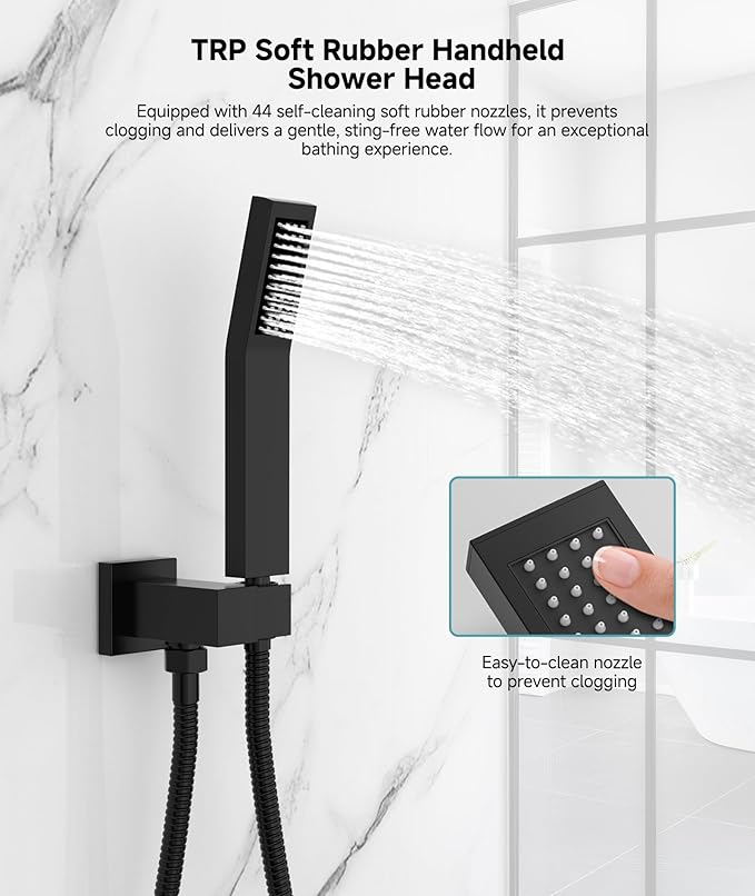 SR SUN RISE Shower System Bathroom 10 Inch Rainfall Shower Head & Handle Set - Image 6