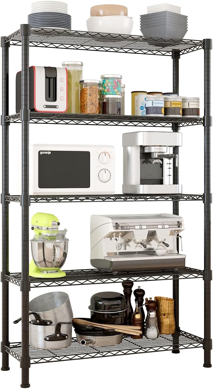 5 Tier Storage Racks Shelving, Heavy Steel Pantry Shelves, Adjustable Wire by Unknown