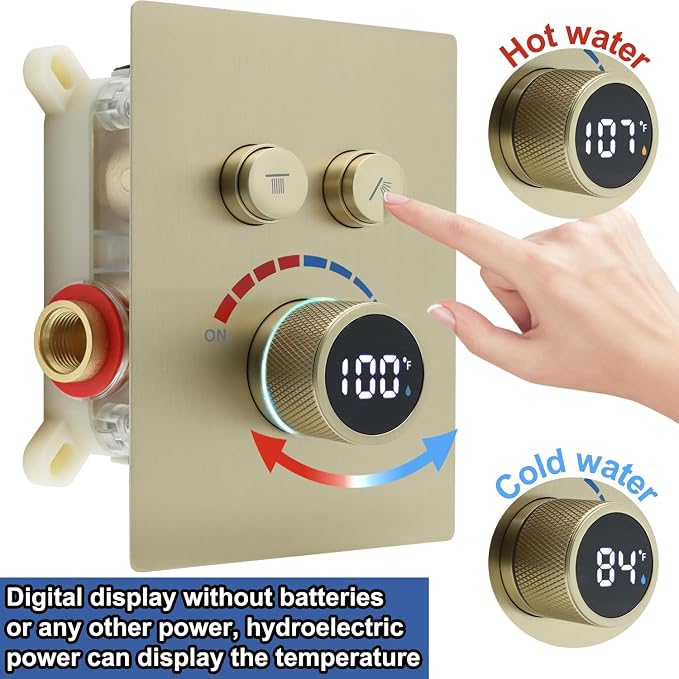 Digital Display Shower Valve Shower Valve 2 Way Shower Diverter Valve Shower - Image 3