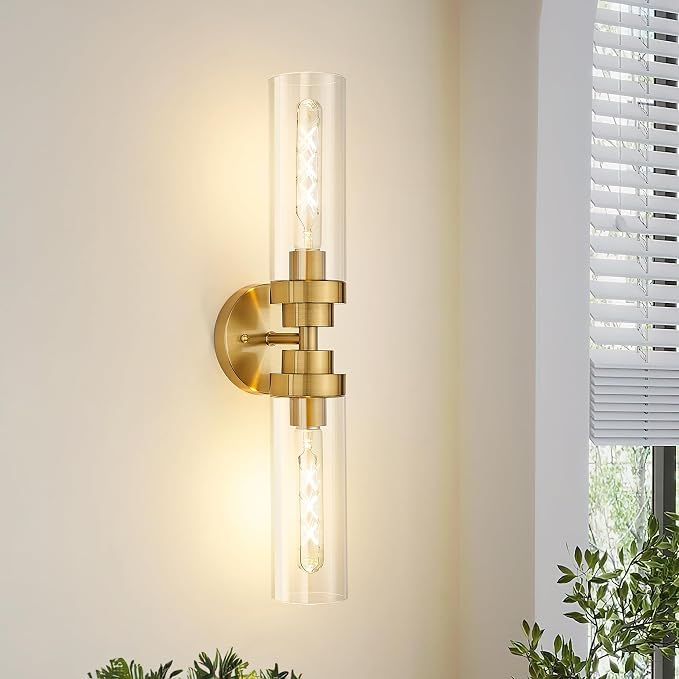 Emak 2-Light Bathroom Vanity Light Fixtures, Modern 22 Inch Brushed Gold Vanity by EmakLighting