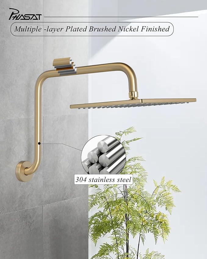 PHASAT S Shaped Shower Arm, High Rise Shower Arm - Image 3