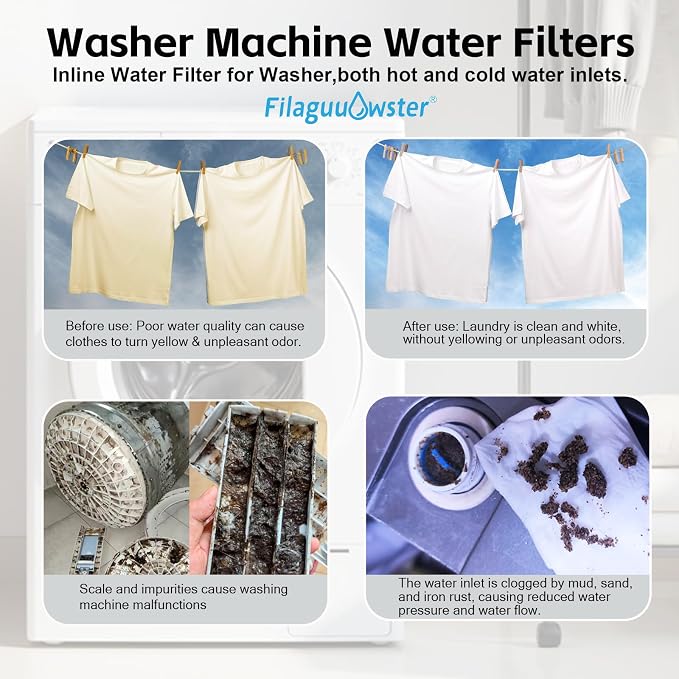 FA10 Washer Water Filter, 1 Micron, 99.5% Removal of Chlorine Odor, Carbon+PP - Image 2