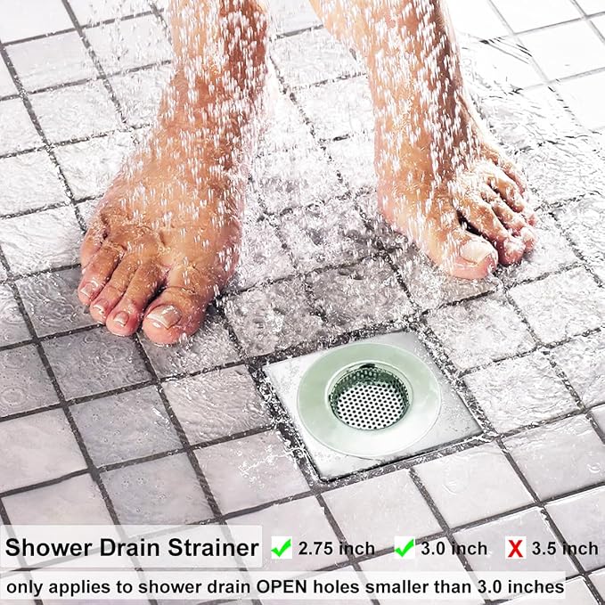 2PCS Bathtub Drain Strainers, Shower Drain Hair Catcher, Stainless Steel Drain - Image 5