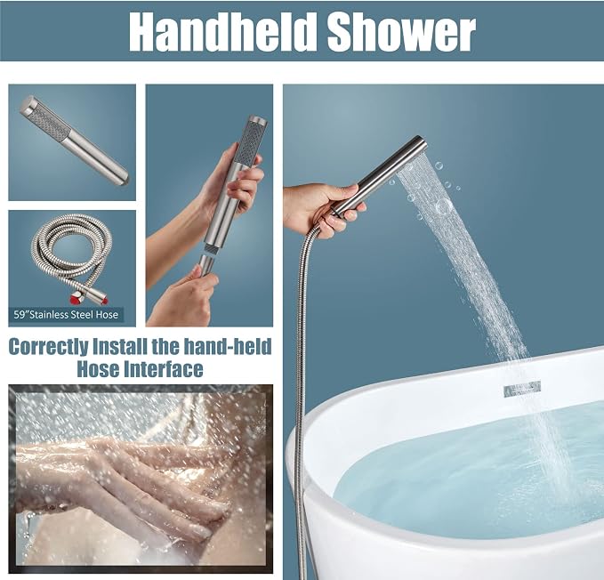 Aolemi Floor Mount Bathtub Faucet Freestanding Tub Filler Standing High Flow - Image 5