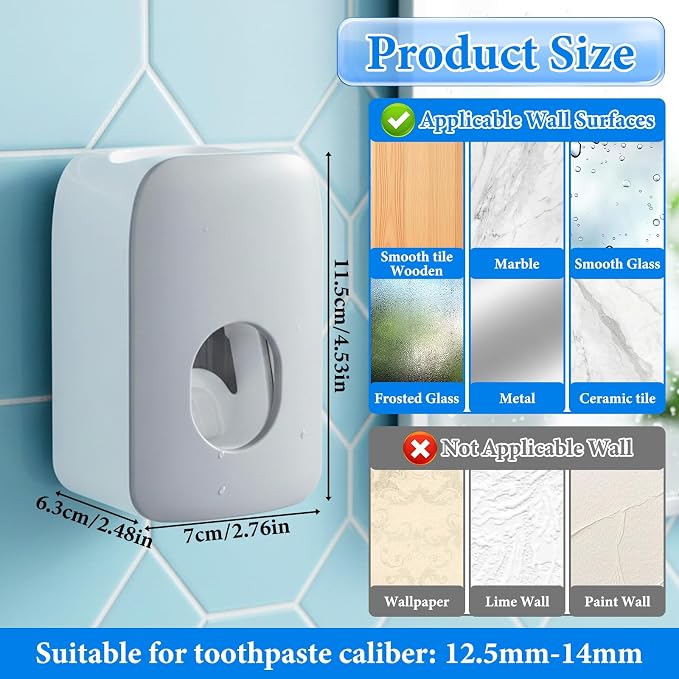 Toothpaste Dispenser Automatic Toothpaste Squeezer Wall Mount Toothpastes - Image 2