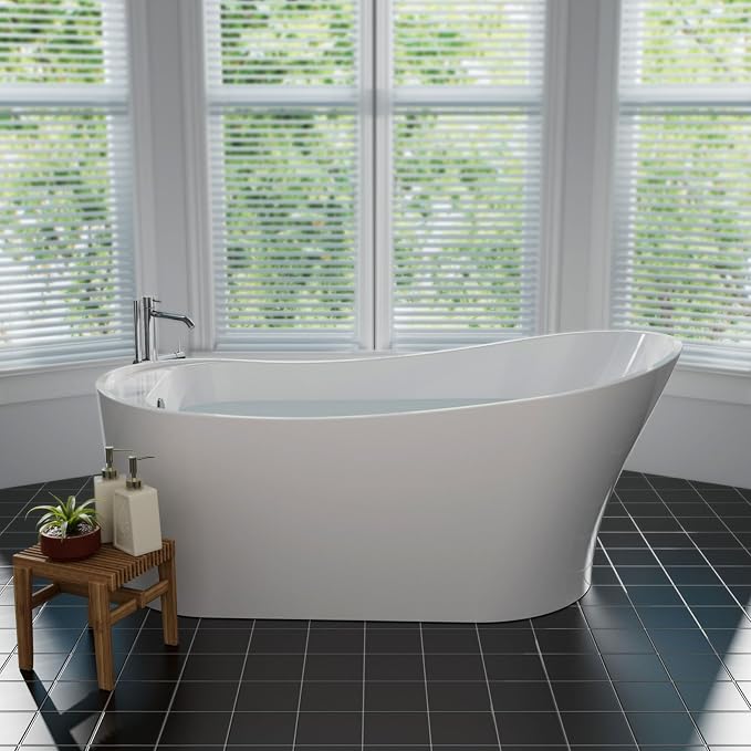 Empava 67 Inch Freestanding Bathtub, Luxury Acrylic Soaking Tub, Modern Stand - Image 2