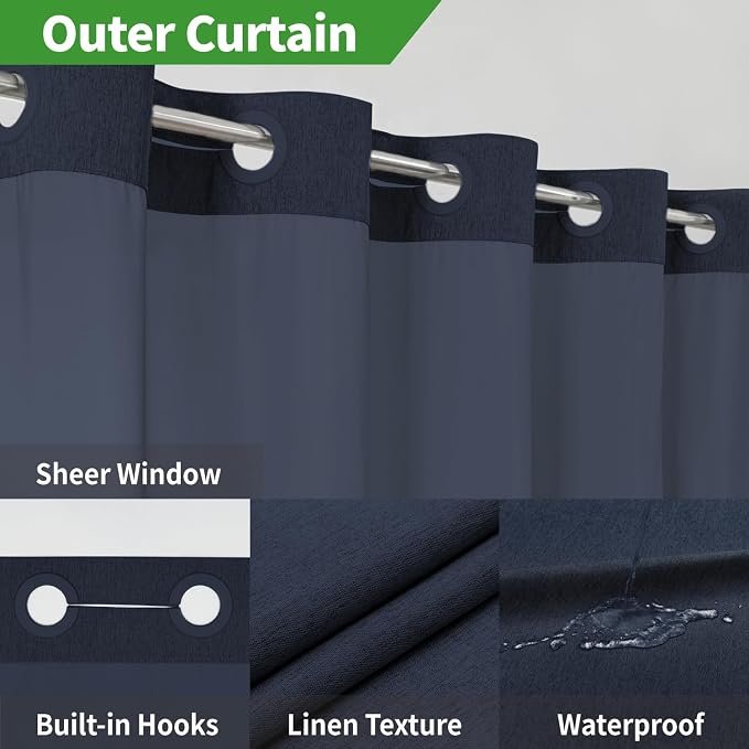 Stall No Hooks Needed Linen Textured Shower Curtain - Image 4