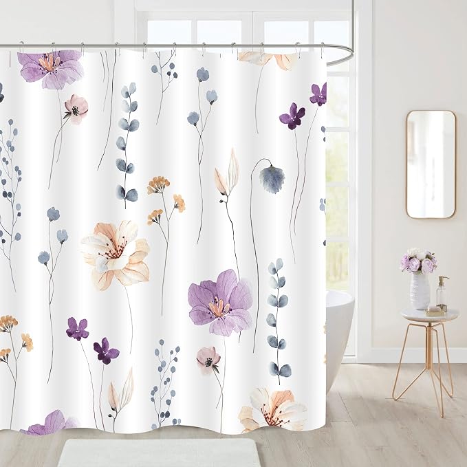 Gibelle Small Stall Shower Curtain 36 x 72, Narrow Half Watercolor Floral - Image 2
