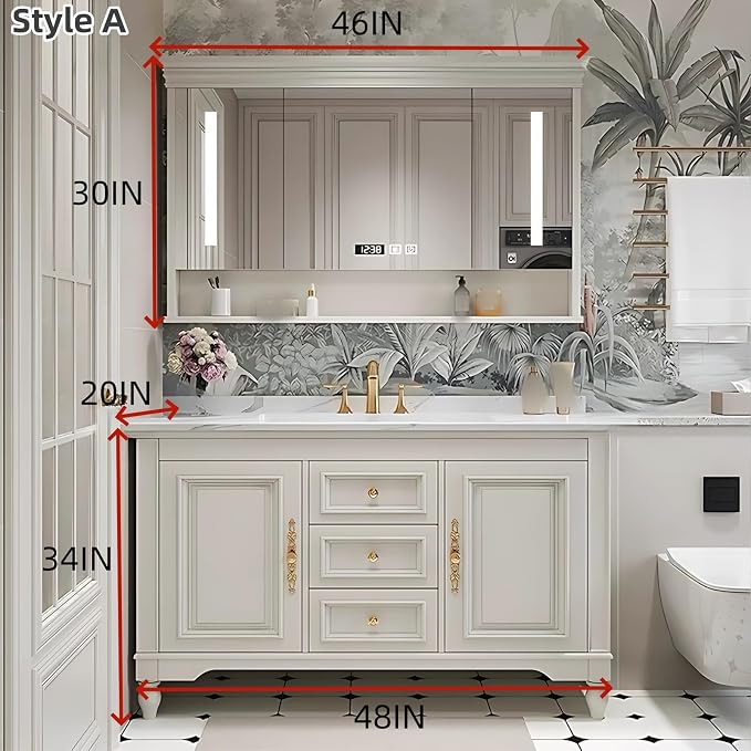 48IN Cream White Bathroom Vanity - Image 2