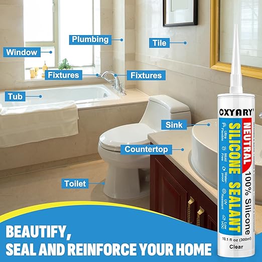 Silicone Caulk & Sealant Clear, 10 Pack - Image 4