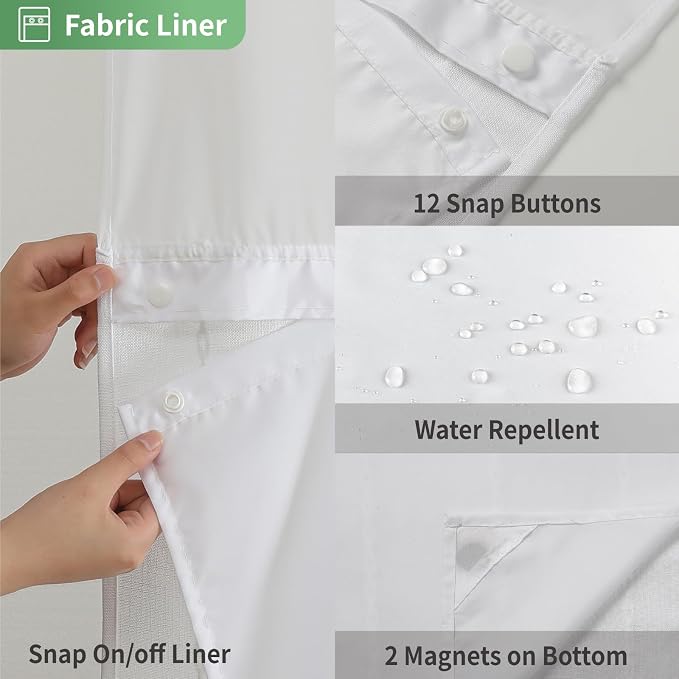 No Hook Extra Long Shower Curtain Set - Image 6