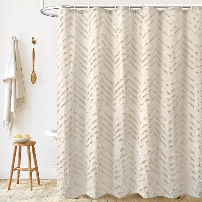 Beige Boho Shower Curtain 72 x 72 Modern Farmhouse Shower Curtain Bohemian Chic - Image 9