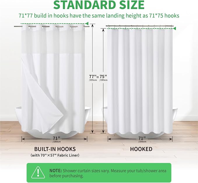 No Hooks Needed Linen Textured Shower Curtain - Image 6