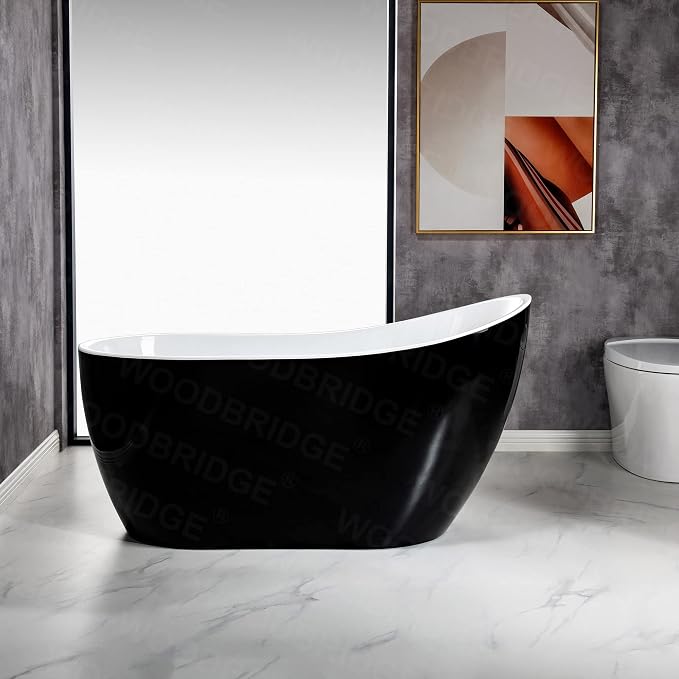 WOODBRIDGE 54" Freestanding White Acylic Soaking Bathtub - Image 14