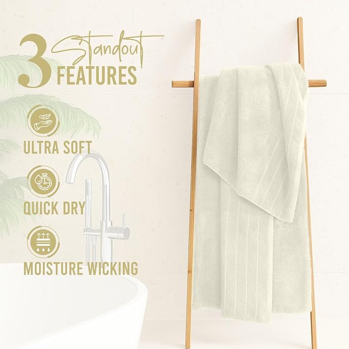 DAN River Extra Large Bath Towels Set of 4, 30 x 60 Inches - Image 2