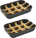 2 Pack Bamboo Soap Dish, Self-Draining Hand Soap Box, Wooden Bamboo Bar Soap by HengLiSam