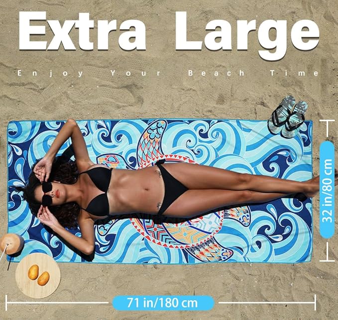 4 Pack Microfiber Lightweight Beach Towel Sand Free Quick Dry Absorbent Thin - Image 3