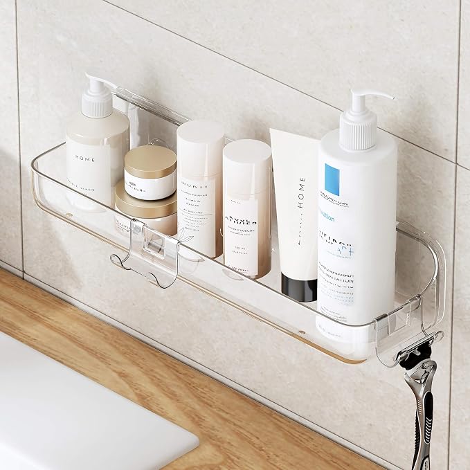 UDD Acrylic Clear Shower Caddy Shower Organizer, Plastic Adhesive Shelf by UDD