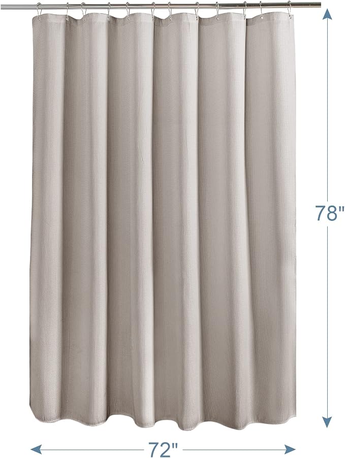 AmazerBath Waffle Shower Curtain 78 Inches Long, Khaki Shower Curtain Fabric - Image 8