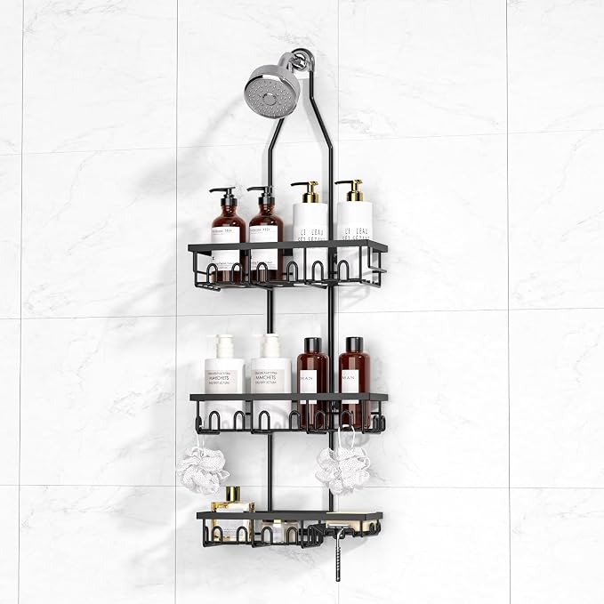 Shower Caddy, Rustproof Shower Shelves Over Shower Head, Extended Length shower - Image 8