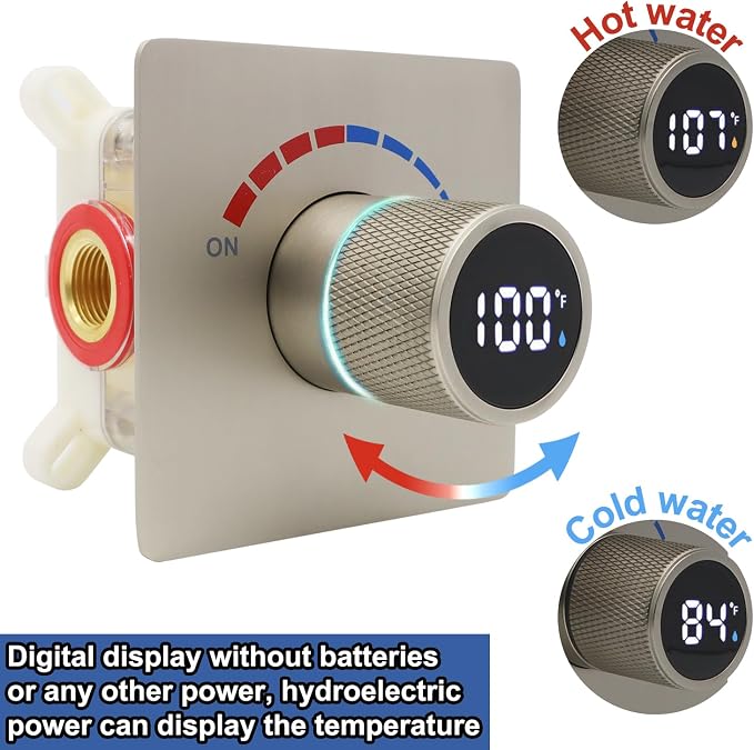 Digital Display Shower Valve Shower Valve Single Way Shower Diverter Valve - Image 3