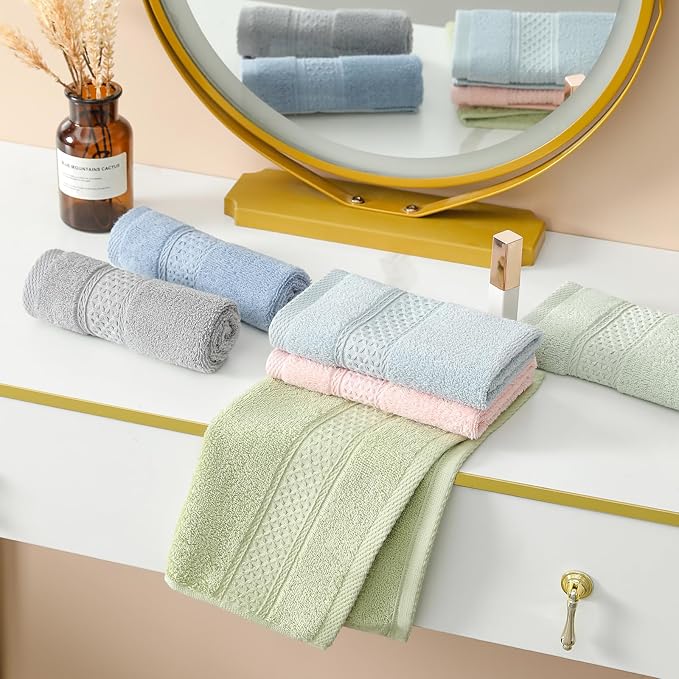 6 Pack 100% Cotton Washcloths Set, Highly Absorbent and Soft Feel Fingertip - Image 4