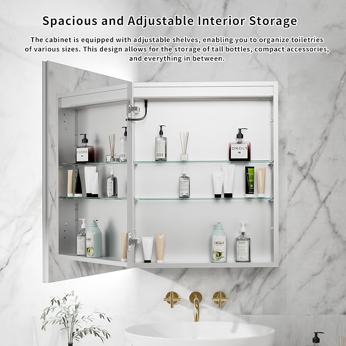 LED Medicine Cabinet Mirror for Bathroom, 24x30 Medicine Cabinet - Image 3