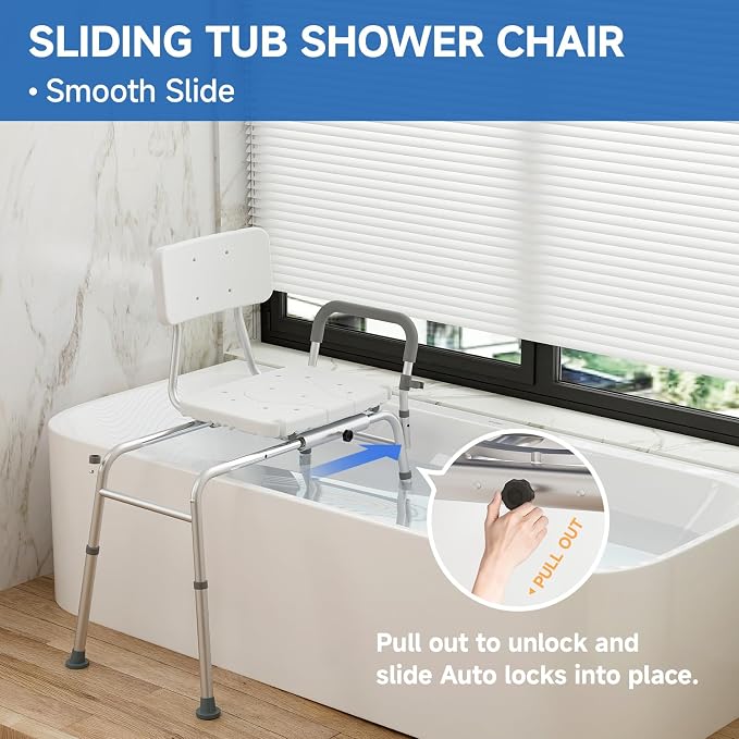 Tub Transfer Bench and Sliding Bathtub Shower Chair - Image 2