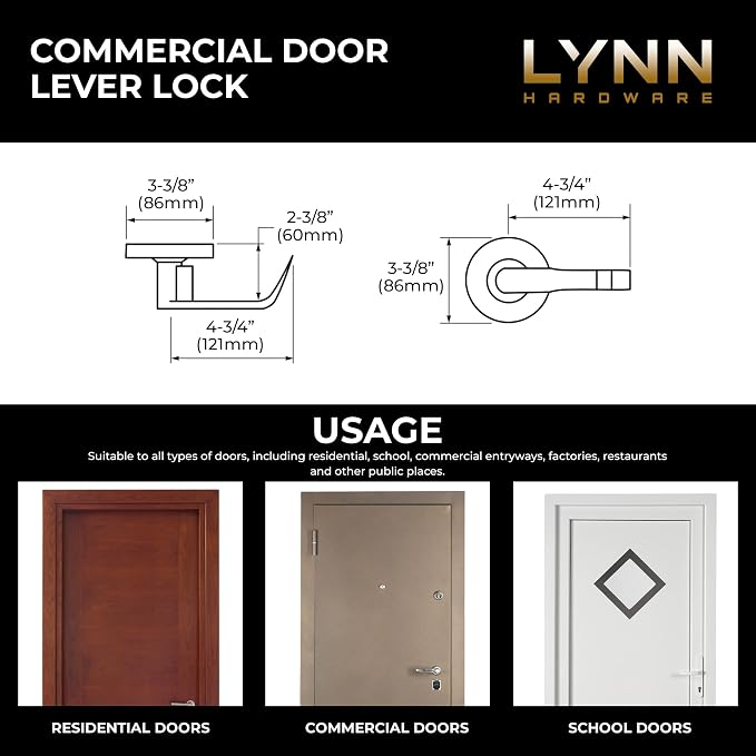 LYNN HARDWARE Commercial Door Lever Lock - Image 3