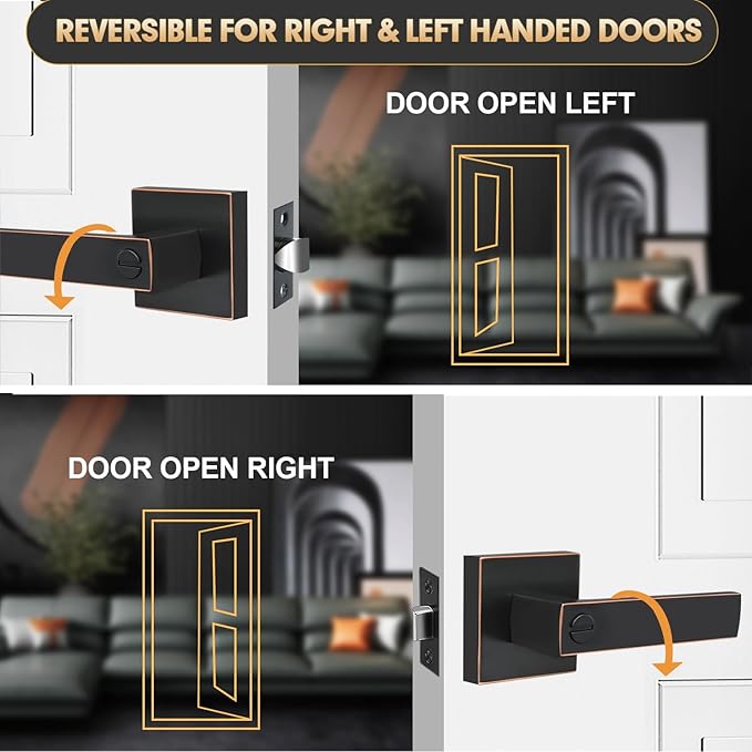 Privacy Door Levers, 1 Pack Oil Rubbed Bronze Door Handles Interior Heavy Duty - Image 6