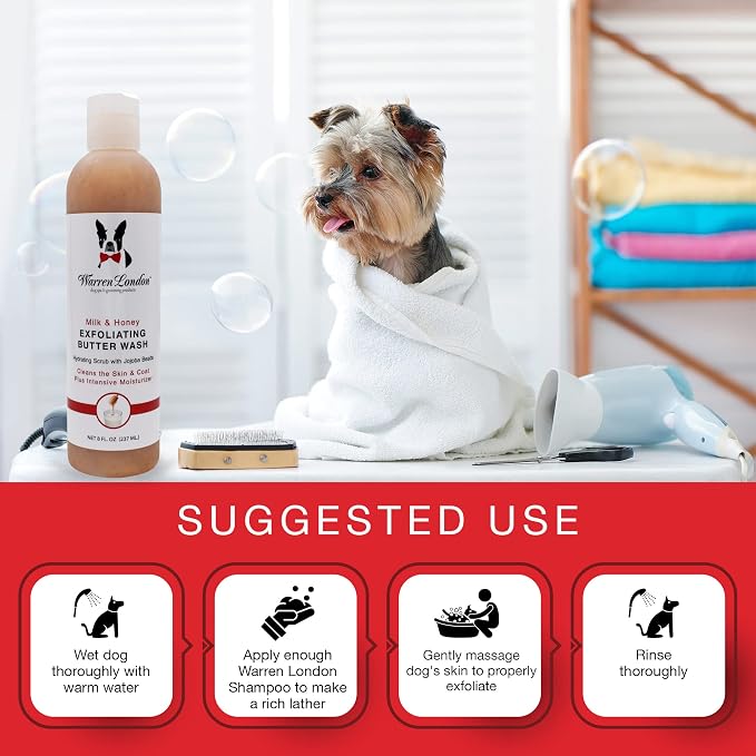 Warren London Exfoliating Butter Wash – Milk & Honey Dog Shampoo, 8 oz | Cleans - Image 4