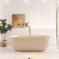 69" Premium Cream Stone Resin Solid Surface Free Standing Bathtub, Unique Matte by HIGEINE