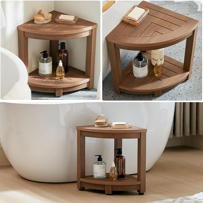 Corner Shower Stool for Shaving Leg, Waterproof Bathroom Shower Bench Seat for - Image 6