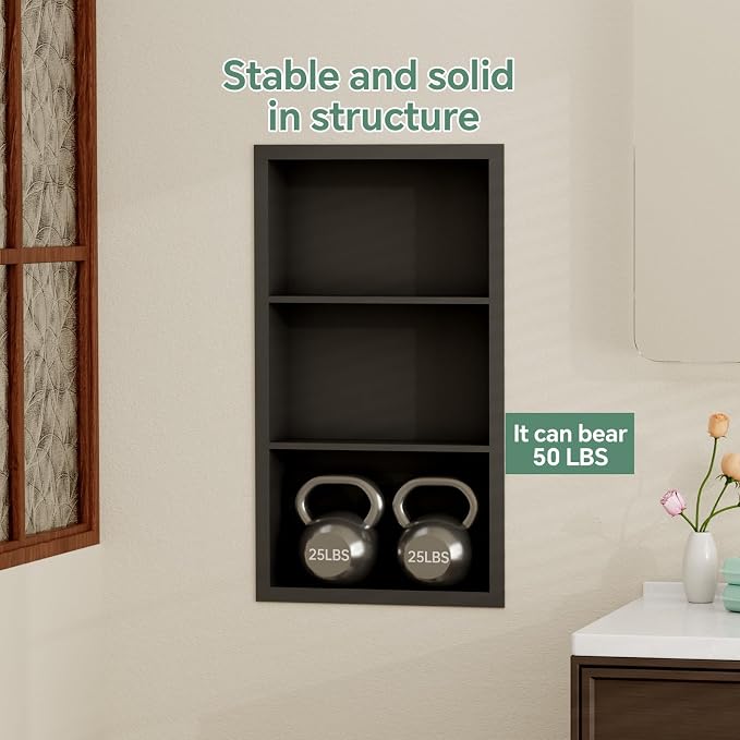 Stainless Steel Recessed Medicine Cabinet 14''*24'', Rust-Proof Metal Wall Niche - Image 6