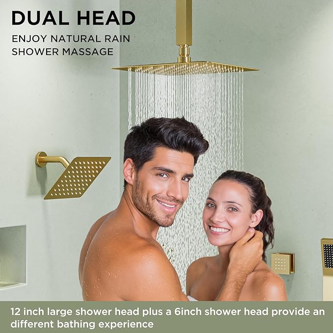 Shower Systems with 4 Body Spray Jets, STARBATH 4 Way 12+6" Rainfall Shower - Image 5