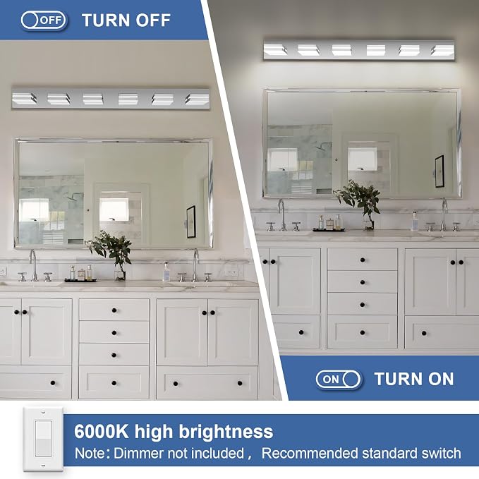 Modern LED Bathroom Lights Fixtures, Stainless Steel Chrome Acrylic Wall - Image 4