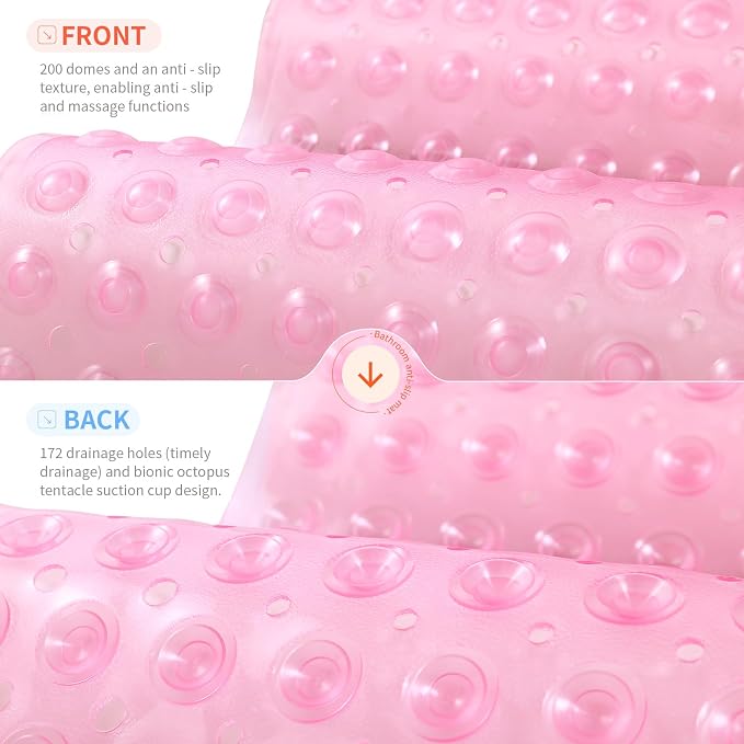 Anti-Slip Bathtub Shower mat, 39.3×15.7 inch（Approximately 100 × 40cm） Soft - Image 2