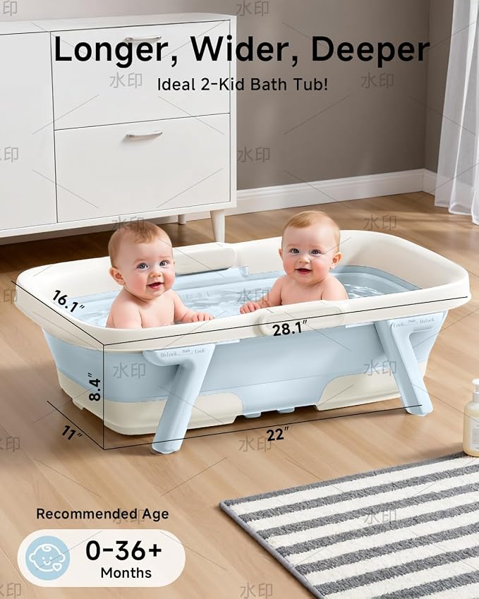 Collapsible Baby Bathtub, Large Infant Bath Tub - Image 4
