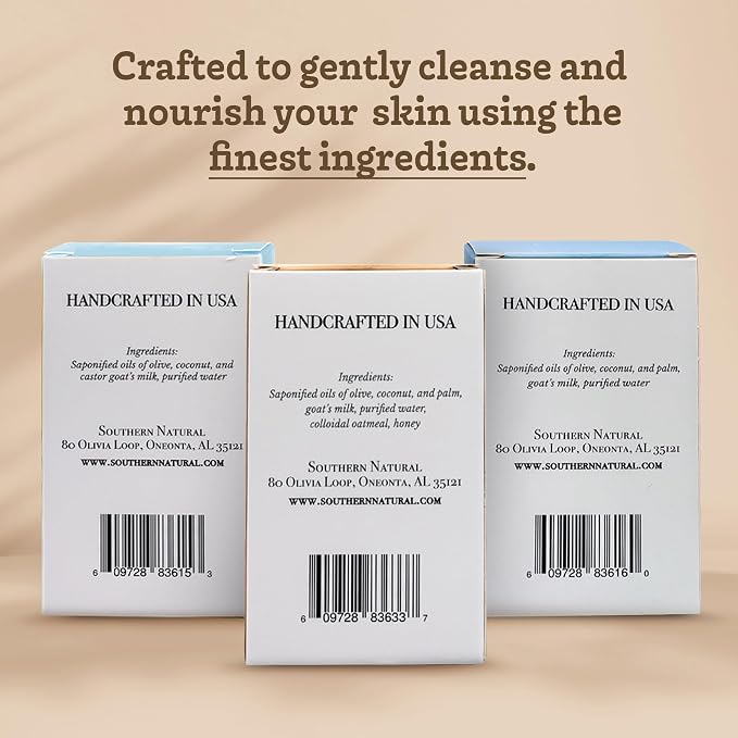 Southern Natural Goat Milk Soap Bar – Unscented Oatmeal & Honey, Castile & - Image 3