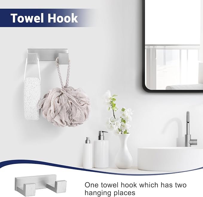 Brushed Nickel Bathroom Hardware Set, 4-Piece Bath Towel Bar Set SUS304 - Image 5