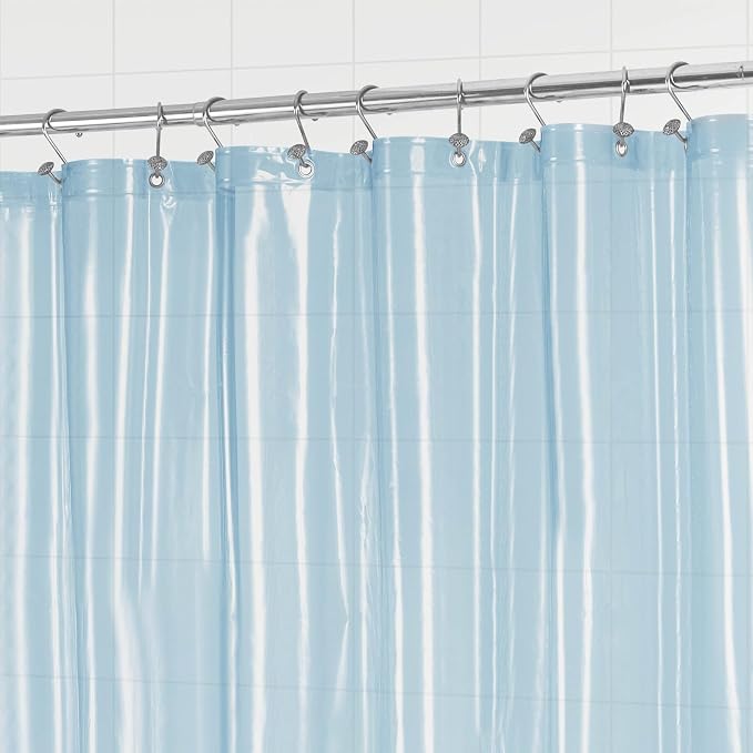 Barossa Design Extra Long Clear Blue Shower Curtain Liner - Image 4