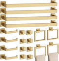 20-Piece Brushed Gold Bathroom Accessories Set – 23.6" Towel Bar, Towel Ring by PNWNNHInc