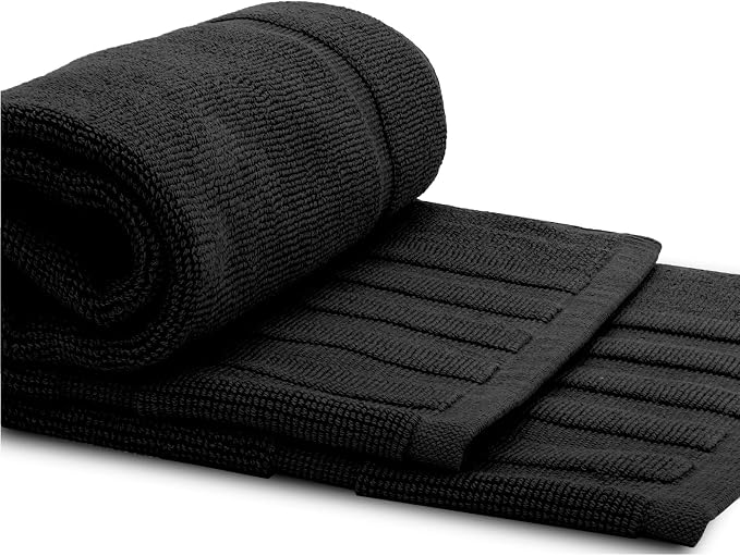 White Classic Luxury Bath Mat Floor Towel Set - Image 4